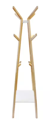 Porte manteau en pin Tower 12 têtes et 1 étagère