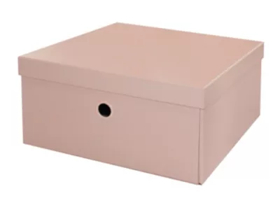 Boîte de rangement en carton rectangulaire rose