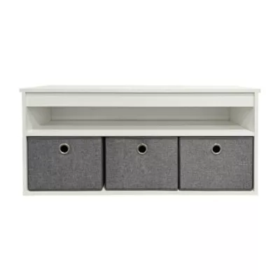 Banc range chaussures en bois blanc avec 3 casiers Box & Beyond