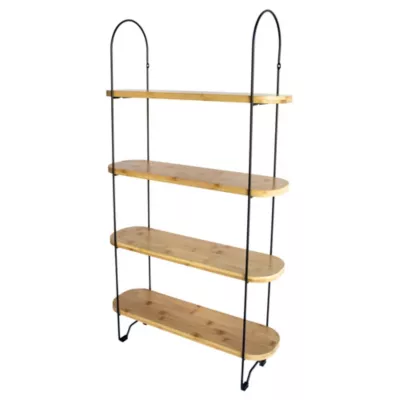 Étagère murale 4 tablettes et 2 échelles effet bambou Box & Beyond H. 88 x L. 50 x P. 15 cm