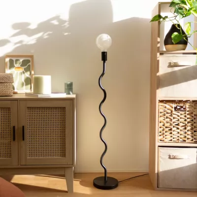 Lampadaire métal noir H.105cm E27 60W IP20, Jumell Wama