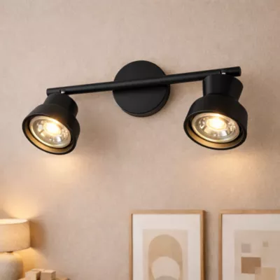 Barre de spots LED 2 lampes orientables métal noir L.32,3 x ∅8 x H.15,8 cm IP20 10 W Jumell Banji