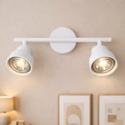 Barre de spots LED 2 lampes orientables métal blanc L.32,3 x ∅8 x H.15,8 cm IP20 10 W Jumell Banji