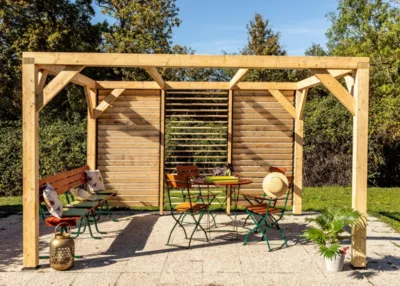 Auvent pergola Veneto Habrita en bois l.3,6 x P.3,4 x H.2,17 m