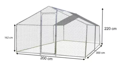Enclos grillagé en acier pour poules 6m² + bâche de toit polyester Habrita