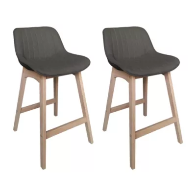 Chaise en tissu gris foncé et pieds en bois Homesight Mellow, 2 pièces