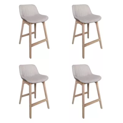 Chaise en tissu gris clair et pieds en bois Homesight Mellow, 4 pièces