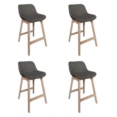 Chaise en tissu gris et pieds en bois Homesight Mellow, 4 pièces