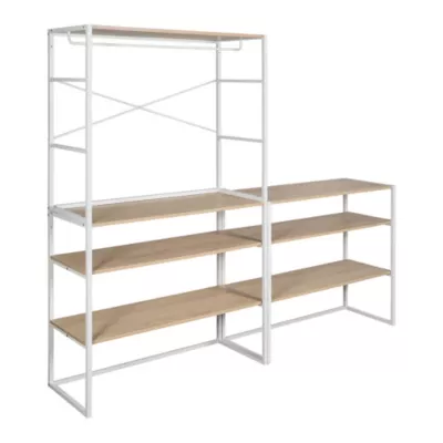 Portant à vêtements modulable sous combles en bois et métal blanc 4 étagères 1 penderie Homesight Kadra l. 300 cm