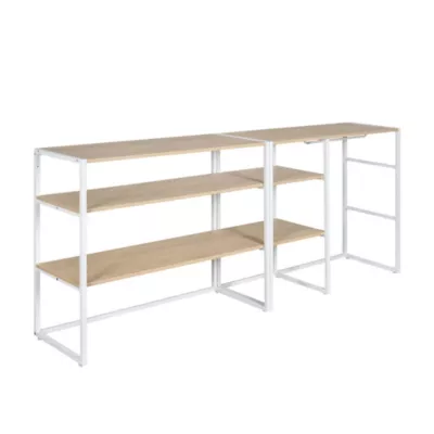 Portant à vêtements sous combles en bois et métal blanc 3 grandes étagères et 1 penderie Homesight Kadra l. 200 cm