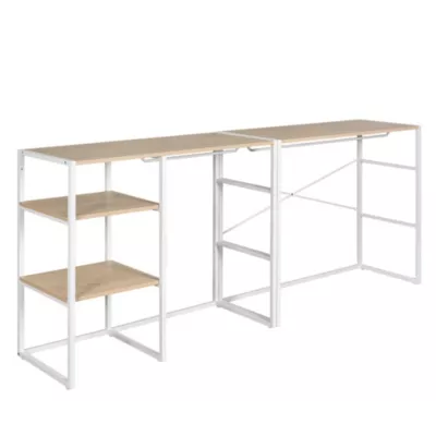 Portant à vêtements sous combles en bois et métal blanc 3 étagères et 2 penderies Homesight Kadra l. 200 cm