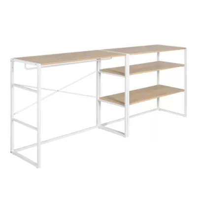 Portant à vêtements sous combles en bois et métal blanc 3 étagères et 1 penderie Homesight Kadra l. 200 cm