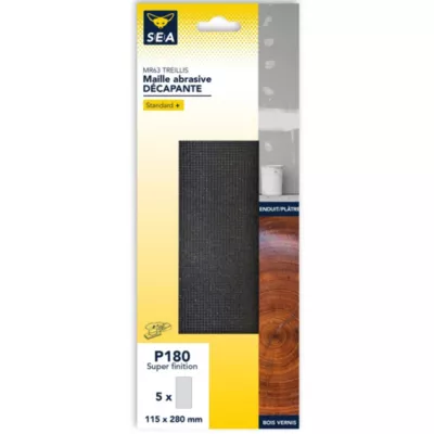 Maille abrasive 115 x 280 mm grain 180, lot de 2