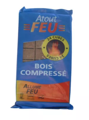 Cube allume-feu Kibros en bois compressé sachet de 24 cubes