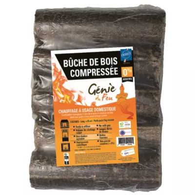 Bûche compressée longue durée Génie vendue par 5 pièces