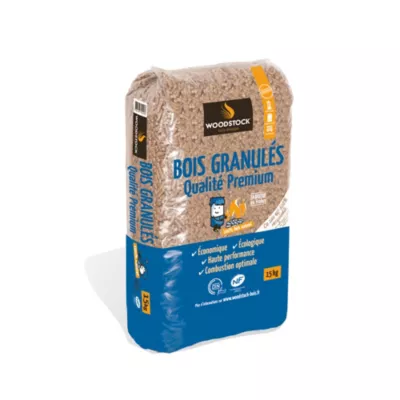 Granulés bois Woodstock - sac de 15kg - DINplus NF - bois naturel