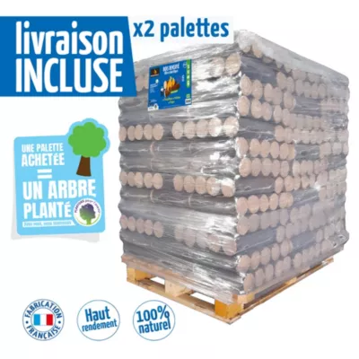 Bûche densifiées Woodstock 104 packs de 5 bûches (2 palettes) - Prêt à l'emploi ≤ 10 %