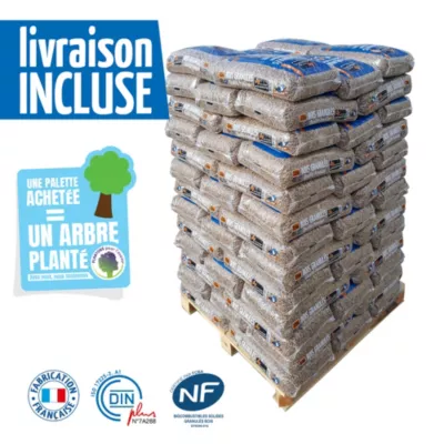 Granulés bois Woodstock 1 palette, 66 sacs de 15kg, DINplus NF - bois naturel