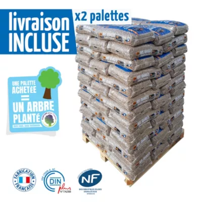 Granulés bois Woodstock 2 palettes, 132 sacs de 15kg, DINplus NF - bois naturel
