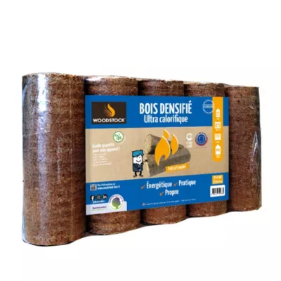 Buche de bois densifié ultra calorifique 7,5KG Woodstock 5Pcs