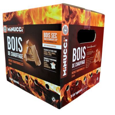 Carton de bois de chauffage 33 cm - A sécher avant emploi >23%