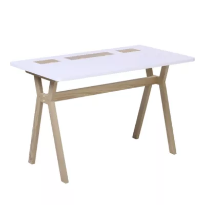 Bureau scandinave blanc et effet bois l. 120 cm Homesight Mobox