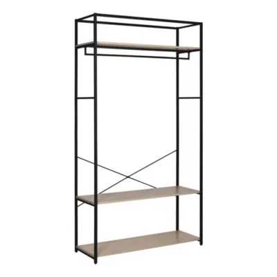 Portant à vêtements en bois et métal noir 3 étagères et 1 penderie Homesight June l. 110 cm