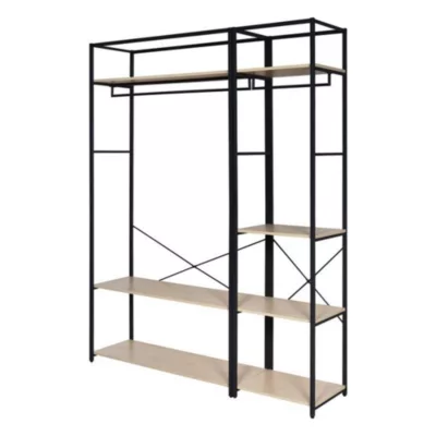 Portant à vêtements en bois et métal noir 4 étagères et 1 penderie Homesight June l. 160 cm