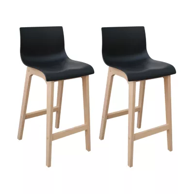 Tabouret en plastique noir et pied en bois Homesight Tanna 65 cm vendu par 2