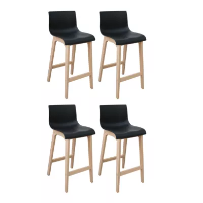 Tabouret en plastique noir et pieds en bois Homesight Tanna 75 cm vendu par 4 pièces