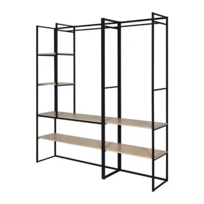 Portant à vêtements modulable en bois et métal noir 2 penderies Homesight Pharell l. 190 cm