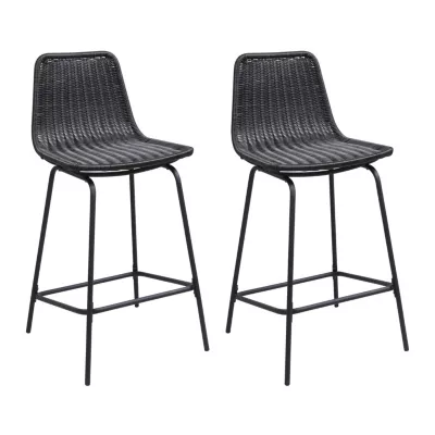 Tabouret en style rotin noir et pied en métal Homesight Bali vendu par 2