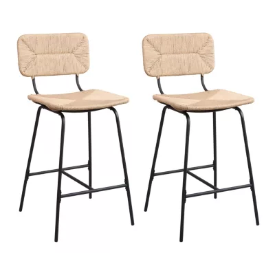 Tabouret en style rotin beige et pied en métal Homesight tidra vendu par 2