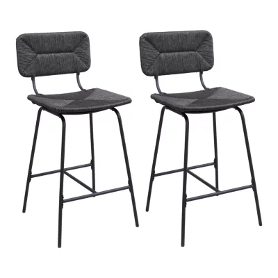 Tabouret en style rotin noir et pied en métal Homesight vendu par 2