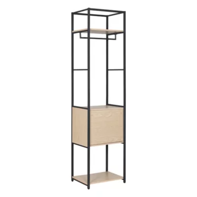 Portant à vêtements modulable en bois et métal noir 2 étagères et 1 penderie 1 porte Homesight June l. 50 cm