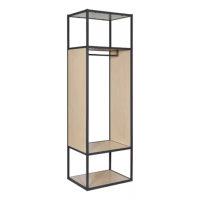 Portant à vêtements en métal noir et bois Homesight Oslo 1 barre de penderie et 2 étagères L. 60 cm