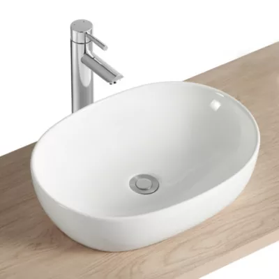 Vasque à poser ovale en céramique blanche l.49 x H.13 x P.35,5 cm, Homesight Porto