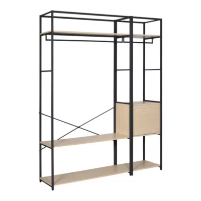 Portant à vêtements en bois et métal noir 4 étagères 1 penderie 1 porte Homesight June l. 160 cm