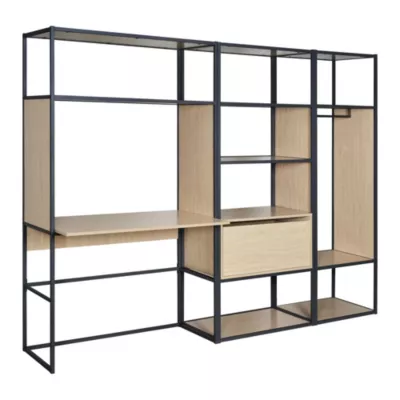 Bureau modulable en métal noir et bois l. 250 cm Homesight Oslo