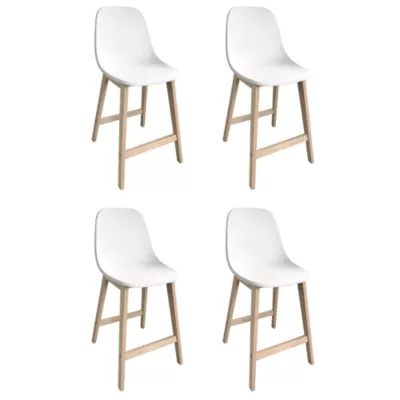 Tabouret en plastique blanc et pieds en bois Homesight Elios vendu par 300 pièces