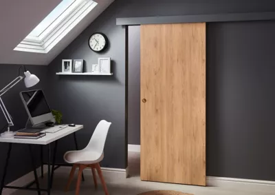 Porte coulissante Exmoor chêne H.204 x l.83 cm