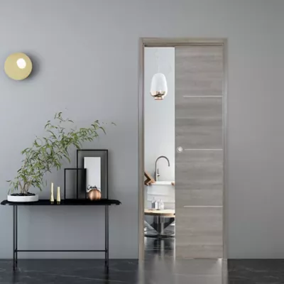 Porte coulissante Triaconta gris clair H.204 x l.93 cm