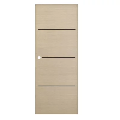 Porte coulissante Triaconta bois naturel inserts noirs mat H.204 x l.93 cm