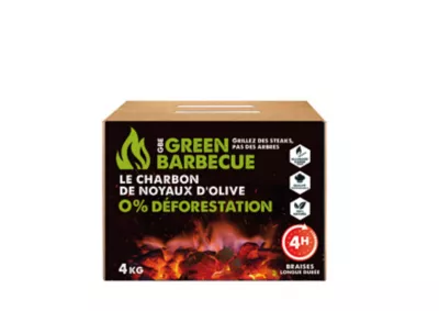 Charbon noyaux d'olives GreenBarbecue 4kg