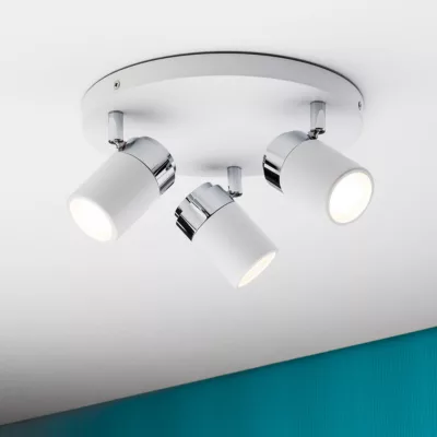 Plafonnier Zyli Chrome Blanc pour SDB L.25cm 3x3,5W