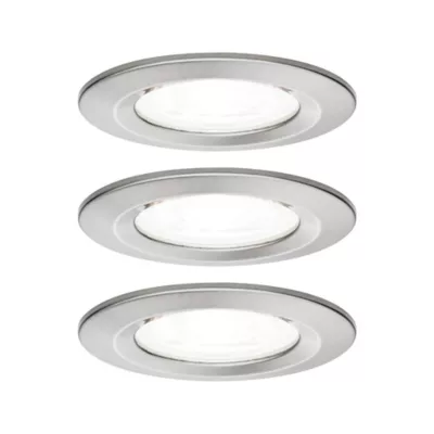 3 spots encastrables Nova GU10 4000K IP44 3x470lm Ø6,8cm acier brossé Paulmann