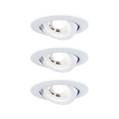 3 spots encastrables Paulmann LED intégrée 3000K IP20 3x580lm rond orientable blanc dépoli Paulmann