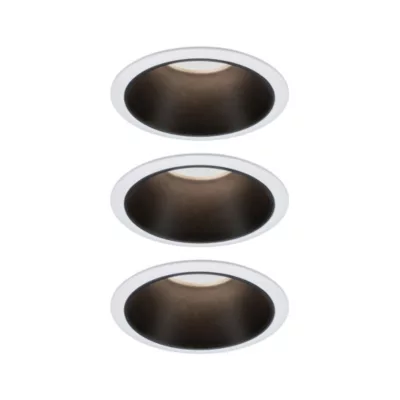 3 spots encastrables Cole LED intégrée blanc chaud IP44 3x470lm Ø8cm noir finition blanche Paulmann