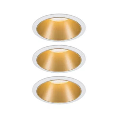 3 spots encastrables Cole LED intégrée blanc chaud IP44 3x470lm Ø8cm doré finition blanche Paulmann