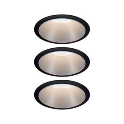 3 spots encastrables Cole LED intégrée blanc chaud IP44 3x470lm Ø8cm argent finition noire Paulmann